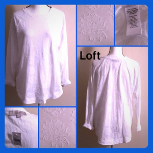 Lovely White on White LOFT Top (L) Tunic